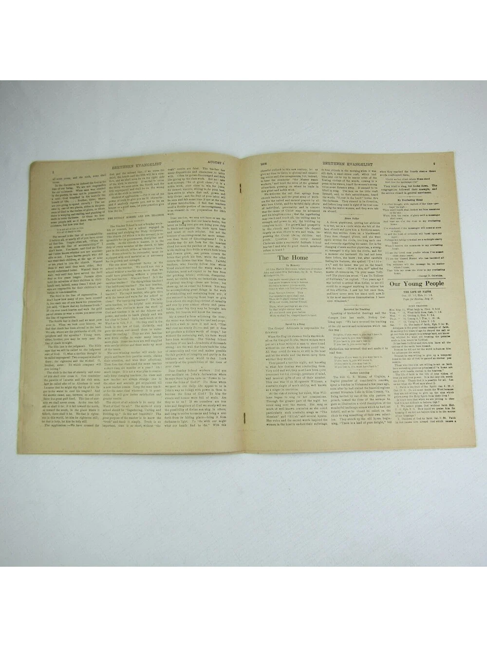Brethren Evangelist Christian Newspaper Ashland Ohio Antique August 6, 1902 RARE